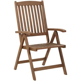 Beliani Gartenstuhl Akazienholz dunkelbraun verstellbar Amantea , Dunkelbraun , Holz , 54x105x69 cm , Gartenmöbel, Gartensessel, Gartenstühle