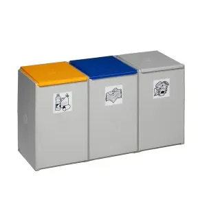 VAR Kunststoffcontainer 40 Liter, aus schlagzähem Polysterol, 3-fach, ohne Deckel