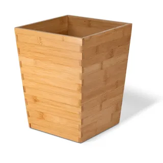OSCO Quadratischer Bambus-Mülleimer | Höhe 28 cm | Breite - 22 cm | Mülleimer | Papierkorb | Recyclingbehälter | Büro | Zuhause | Badezimmer