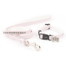 Ancol Kleines Biss-Halsband (verstellbar 20–30 cm) und Leine (1 m x 10 mm), Rosa