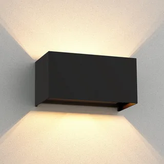ledscom.de Wandleuchte CUBEL für außen, schwarz, IP65, Up & Downlight, inkl. 2 LED Lampen, je 4,1 W, 501lm, warmweiß