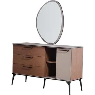 Schminktisch Frisiertisch Schminkkommode Toilettentisch Spiegel Schminkstation - Braun
