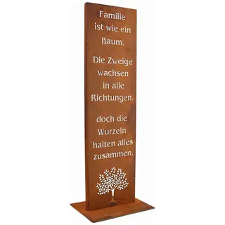 Rostikal Gartenschild Familie - 55 cm - Handgefertigtes Edel-Rost Metallschild aus Cortenstahl - Robust & Wetterfest - Liebevolle Deko für Wohnzimmer, Garten, Balkon, Terrasse