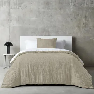 Dreamzie Bettwäsche 135x200 Baumwolle, Bettwäsche-Sets Beige mit Reißverschluss, Ähnliche Textur wie Stone Washed Leinen, Enthält 1 Bettbezug 135x200 und 1 Kissenbezug 80x80