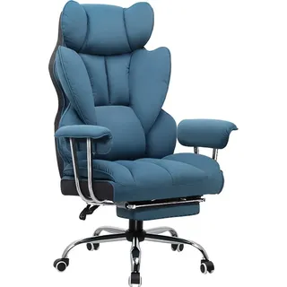 COMHOMA Bürostuhl Gaming Stuhl, Gamer Stuhl, Ergonomischer Bürostuhl Stoffoberfläche mit Fußstütze, höhenverstellbar, Schreibtischstuhl, Chefsessel, blau-stoff - Blau