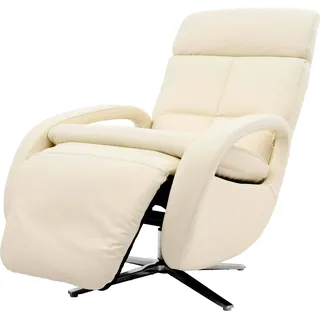 Relaxsessel HWC-L11, Design Fernsehsessel TV-Sessel Liegesessel, Liegefunktion drehbar, Voll-Leder creme-weiß - Weiß