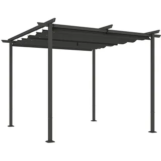 Outsunny Pergola aus Metall, 3x 3m , Dunkelgrau , 300x227x300 cm , Sonnenschutz, Pavillons