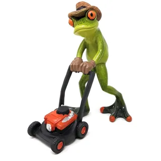 formano lustige Frösche Figur Frosch mit Rasenmäher Poly 16 cm