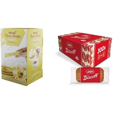 HELLMA 70101751 Honigsticks 800g (100 x 8g) & Lotus Biscoff | Orginal Karamellisierter Keks | 300 Einzeln Verpackte Kekse