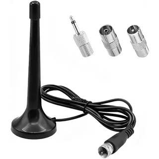 FM DAB UKW Radio Antenne, Radioantenne für Stereoanlage HiFi Receiver, Innen DAB+ Teleskopantenne mit Magnetfuß, 3 Meter Verlängerungskabel, F-Stecker Adapter für AV Receiver, Tuner, Verstärker