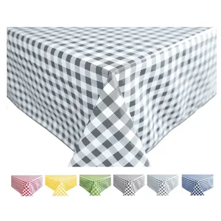 Wachstuch Tischdecke Abwaschbar Eckig 140 x 240 cm Kariert Karo Hellgrau