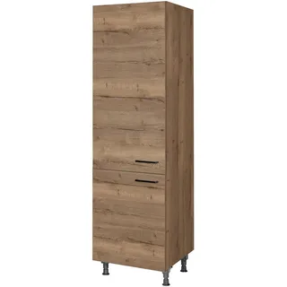 Nobilia Geschirrschrank , Eiche dunkel , Metall , 5 Fächer , nur wie online abgebildet bestellbar , 60x216.6x58 cm , Blauer Engel, Pefc, Goldenes M, Made in Germany, DGM-Klimapakt , Küchen, Küchenmöbel, Küchenschränke, Geräteumbauschränke