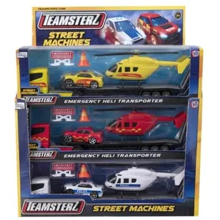 Autotransporter Fahrzeug mit Rennwagen und Hubschrauber Street Machines TEAMSTERZ 1377033 p48 mix Preis pro 1 Stück