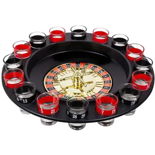 Boland 30850 - Trinkspiel Roulette Casino, Durchmesser 30 cm, 16 Schnapsgläser und 2 Kugeln, Party, Spaß, Trinken, Geburtstag