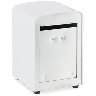 Relaxdays Serviettenspender Retro, Metall, kleine Serviettenhalter für Eisdiele, Café, Bistro, HBT: 15x9,5x11, weiß