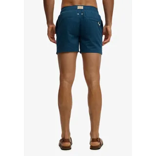 Badeshorts SUPERDRY "EMBROIDERED LOGO 15 SWIM SHORT", Gr. M, N-Gr, blau bottle, Web, Polyester, unifarben, Badehosen Badeshorts