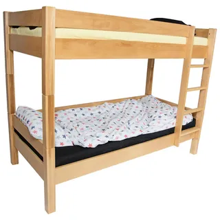 Linea Natura Etagenbett , Buchefarben , Holz , Buche , massiv , seitenverkehrt montierbar , 90x200 cm , Baby & Kindermöbel, Kinder- & Jugendzimmer, Stockbetten