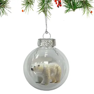 Wildlife Wonders Kugelornament, lebendige 3D-Tier-Weihnachtsdekoration, durchsichtige Weihnachtskugeln aus Kunststoff, Festliche Anhänger zum Aufhängen, Feiertagsornamente
