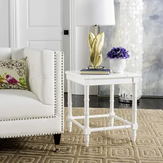 SAFAVIEH Modern Accent Table with Wooden , in White, 50 X 50 X 55.88