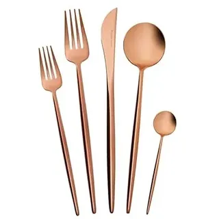 KARACA Jupiter Matte Rosegold Besteck Set, 30 Teile: Hochwertiges Edelstahl-Besteck, Modernes Design, Perfekt für den täglichen Gebrauch und besondere Anlässe