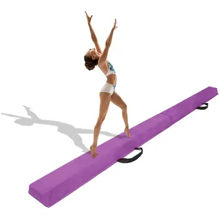 Minetom 180/240/275 cm Balken Turnen Balancierbalken Klappgymnastik Schwebebalken Gymnastik Balance-Balken Schwebebalken Faltbar für Kinder (Lila, 180.00)