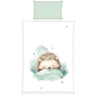 Babybettwäsche BABY BEST "babybest Kleiner Igel", bunt, B/L: 100cm x 135cm, Renforcé, B/L: 40cm x 60cm, 2 Stk., Renforcé, Obermaterial: 100% Baumwolle, Bettwäsche, Babybettwäsche, Wendebettwäsche