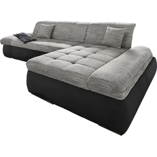 DOMO collection Ecksofa »PB Moric wahlweise mit Bettfunktion + Armteilverstellung, L-Form« im XXL-Format, B/T/H:300/172/80 cm, feine Steppung, schwarz