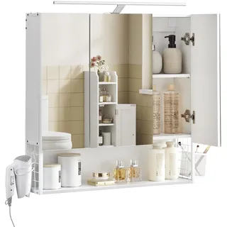 VASAGLE Spiegelschrank 70 cm wolkenweiß