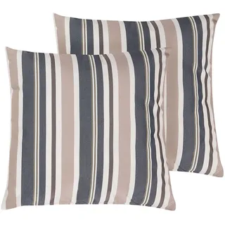 Beliani Gartenkissen 40 x 40 cm Dunkelblau/Beige Gestreift