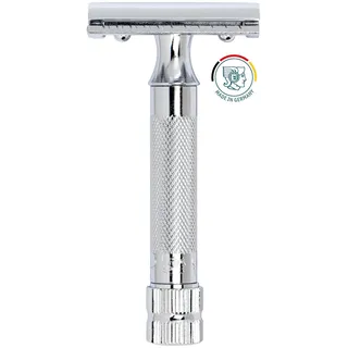 Merkur Rasierhobel 34C Messing-Griff geschlossener Kamm glanzverchromt MERKUR Solingen