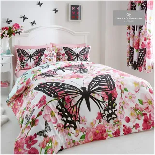 Gaveno Cavailia Poly modern bedruckter Floral Butterfly Set mit Bettbezug und Kissen Fall, Multi, King Size