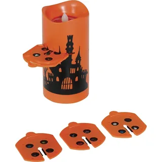 FIESTAS GUIRCA | LED Kerzenprojektor (16 cm) - Beleuchtung und Effekte für Halloween und Partys - Ideal für gruselige Atmosphären und Feiern - Orange und Schwarz