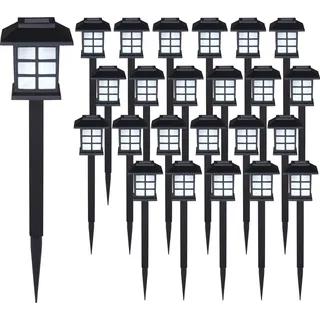 DEUBA® Solarlampe für Außen 24er Set LED Wetterfest IP44 Dämmerungssensor Erdspieß Solar Laterne Schwarz Garten Leuchte Außenleuchte Balkon Deko - Schwarz