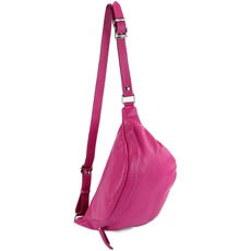 modamoda de - T77 - ital. Hüfttasche Bauchtasche Brusttasche Medium aus weichem Leder, Farbe:Pink