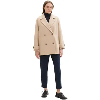 TOM TAILOR Damen Kurzer Caban Mantel,35746 - Soft Ivory Melange, M