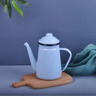 JMAHM Teekanne Emaille Kaffeekanne 1L Wasser Kanne Kann für Kaffee, Tee, Milch, Öl Verwendet Werden, Induction Cooker Gas Stove Universal (Braun)