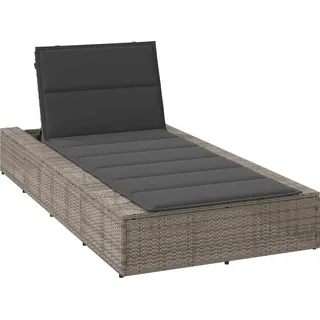 vidaXL Sonnenliege Mit Schwebender Auflage Grau Poly Rattan , Kunststoff , 210x79x100 cm , Gartenmöbel, Gartenliegen
