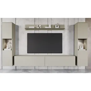 OTTO home Wohnwand »PARIS, Vitrine Türanschlag links/rechts wechselbar« Komplett-Set, 4 Stk. tlg., beige