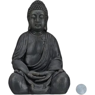 Relaxdays Buddha Figur 50 cm Dunkelgrau