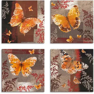 Artland Leinwandbild »Schmetterling 1-4«, Insekten, (4 St.), 4er Set, verschiedene Größen, braun