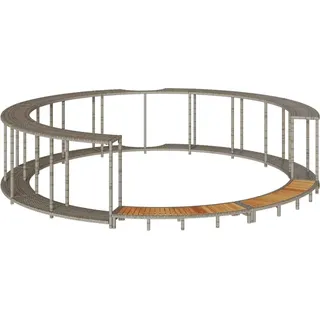 Whirlpool-Umrandung mit Stauraum Holztreppe Grau Poly Rattan - Grau