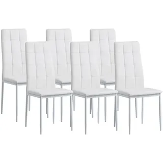 Albatros Stuhl, Weiß, Kunststoff, 41x97x38 cm, Esszimmer, Stühle, Esszimmerstühle RIMINI 6er Set, Weiss - Edles Italienisches Design, Polsterstuhl Kunstleder-Bezug, Modern und Stilvoll am Esstisch - Küchenstuhl,