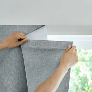 Jilron Türvorhang Blickdicht Klebend 100% Lichtundurchlässig Ohne Bohren Indoor Schlafzimmer Wohnzimmer Sonnenschutz Fenster Innen Wärmeschutz (Hellgrau-H182 x B64 cm) 1er-Pack