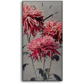 Küche Wohnzimmer Wand Leinwand Uhr 30x60 Gemälde Blumen Pflanzen Kunst - schwarze Hände - Grau