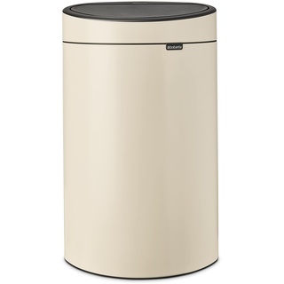 Brabantia - Touch Bin 40L - Großer Mülleimer für die Küche - Soft-Touch-Öffnung - Entnehmbarer Inneneimer - Rutschfest - Einfaches Recycling - Inklusive Müllbeutel - Soft Beige - 44 x 30 x 73 cm