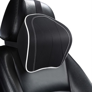 ZATOOTO Auto Nackenkissen, Memory Foam Auto Sitz Kopfstütze mit Verstellbarem Gurt, Leder Auto Nackenkissen für Fahren Gaming Büro Sitz (Schwarz)