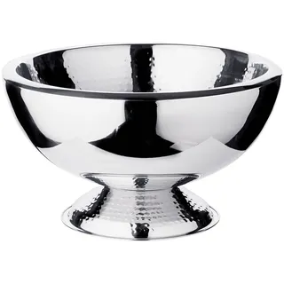 Edzard Champagnerkühler Toni, doppelwandig, Edelstahl hochglanzpoliert, Innen und Fuß gehämmert, Durchmesser 43 cm