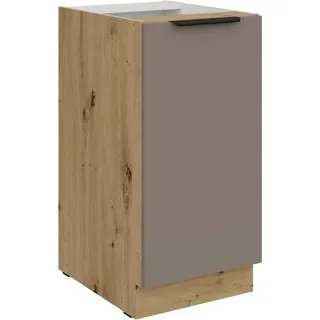 LUNARA Unterschrank mit einer Tür – Breite 40 cm, Dunkelbeige/Eiche (handwerklich)