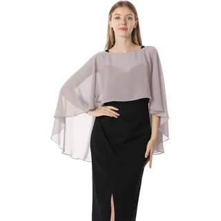Hotshawl Capelets für Damen, Chiffon-Umhang, Schals und Wickeltuch, für Abendkleid, Hochzeitsumhänge, Grau, Einheitsgröße