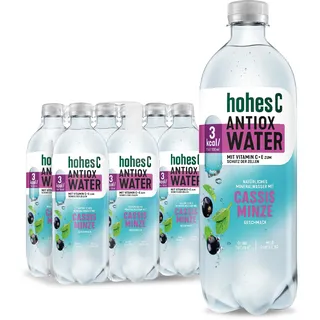 hohes C Antiox Water Cassis Minze (6 x 750ml), Zellschutz mit Vitamin C & Vitamin E, nur 3 kcal/100ml, ohne Zuckerzusatz, ohne Konservierungsstoffe, vegan